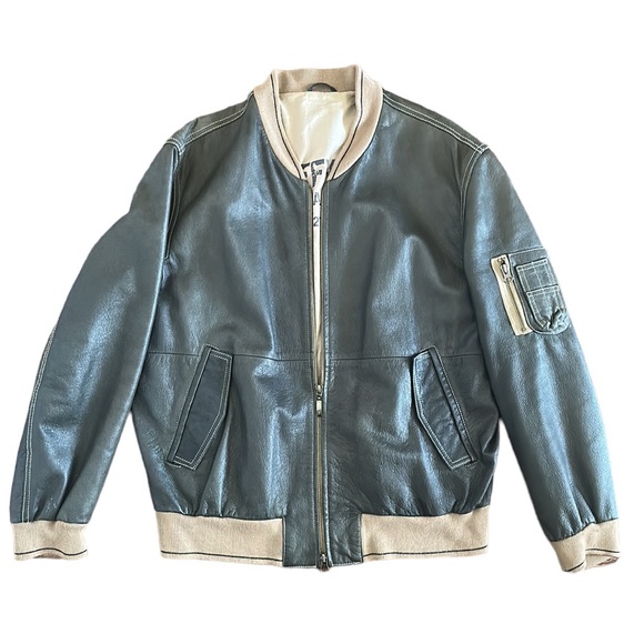 FFY Other - FFY by VITTORIO FORTI Goatskin Leather MA-1 Jacket Men's Size 52 Varsity Bomber